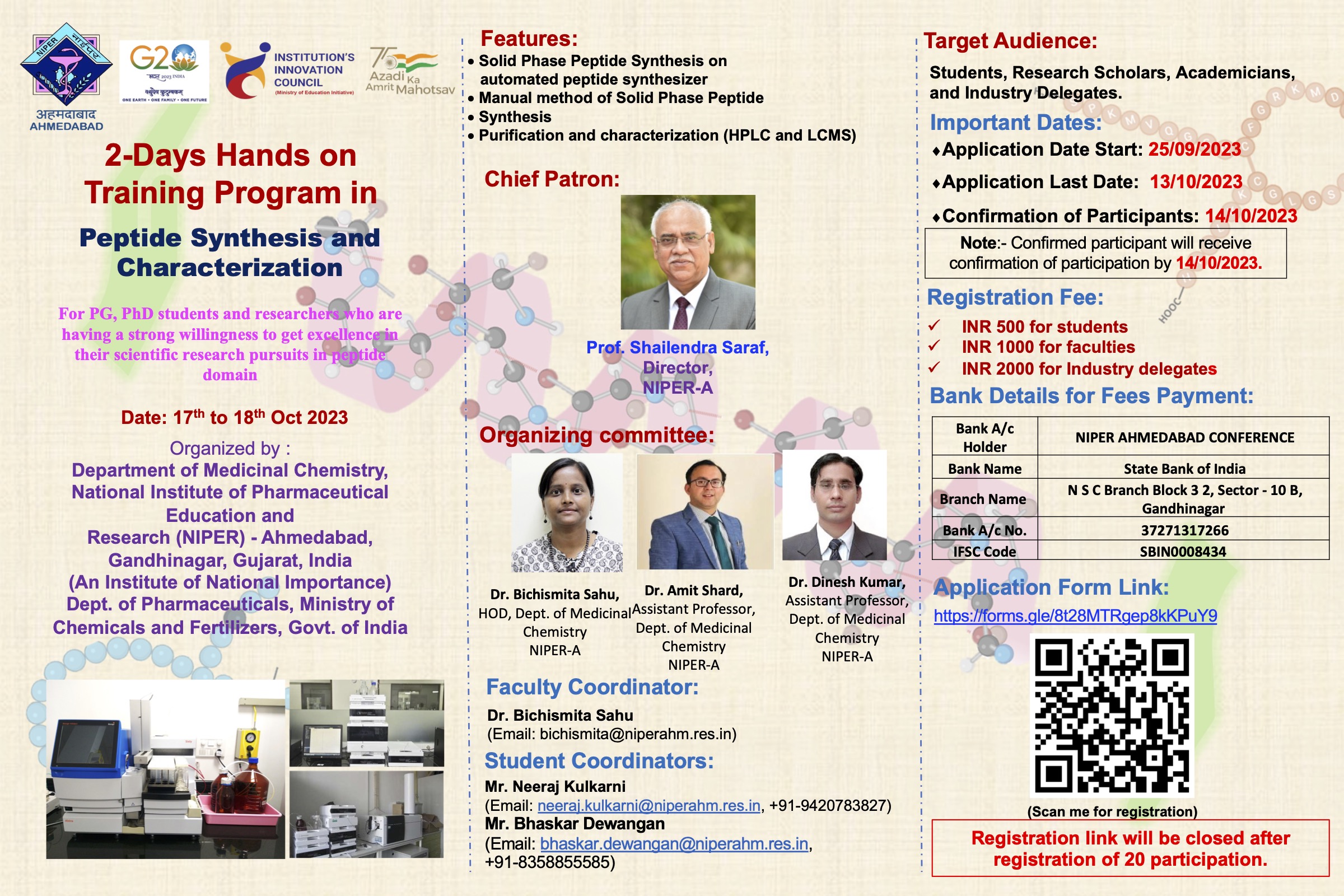 2-Days Hands on Training Program in Peptide Synthesis and Characterization